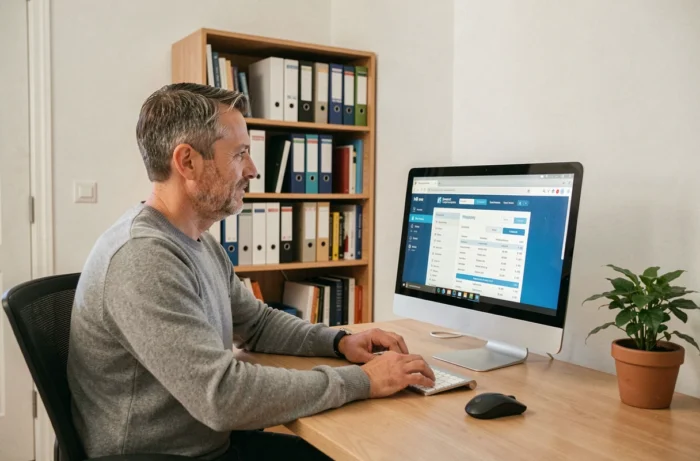 Salarié Auchan accédant à ses bulletins de salaire en ligne depuis son domicile via HR4YOU